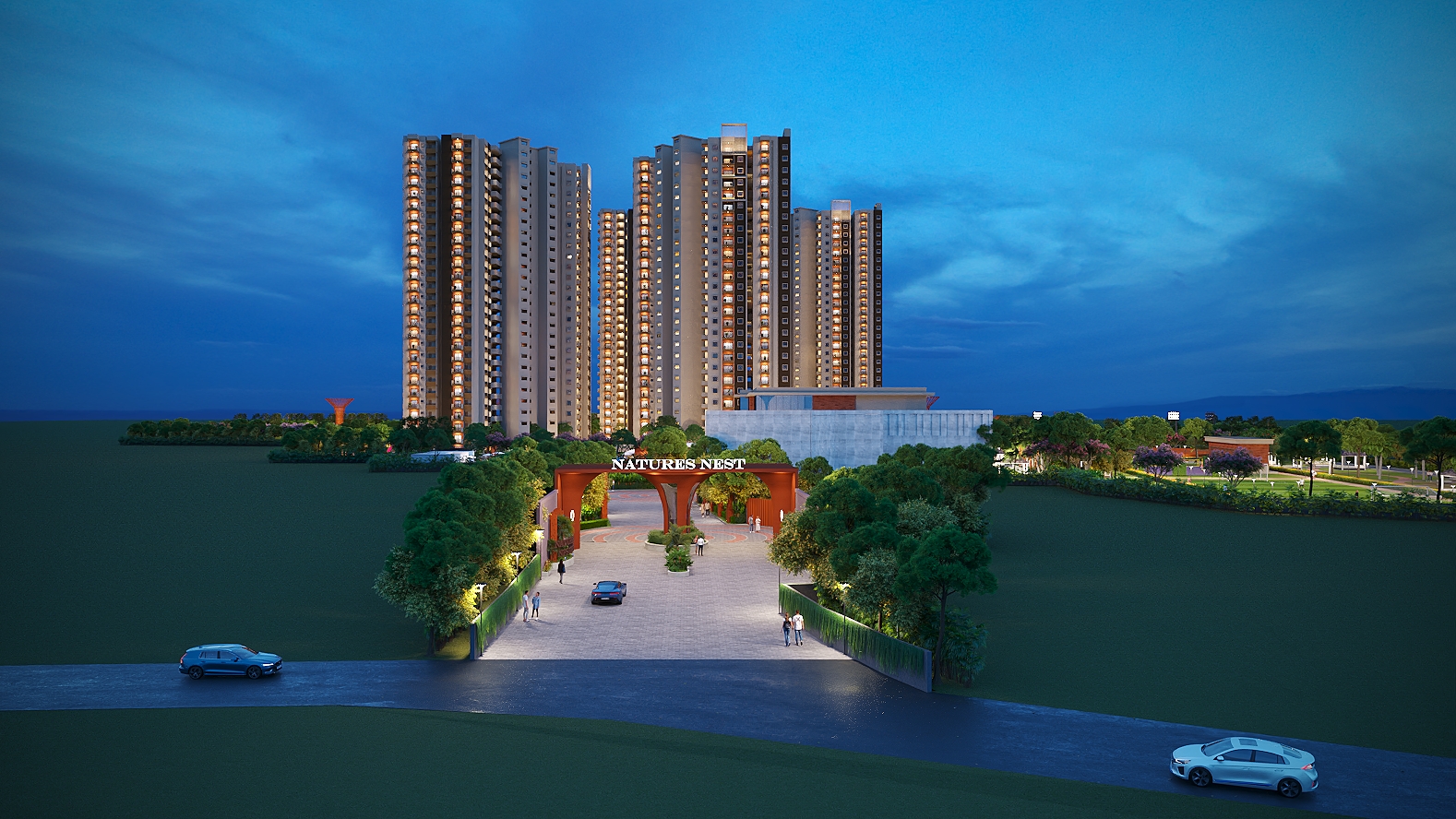 NPS Natures Promise Grand Entrance Night View Prestige Address Kanamangala East Bangalore